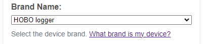 Screenshot of the pre-filled form field 'Device brand'