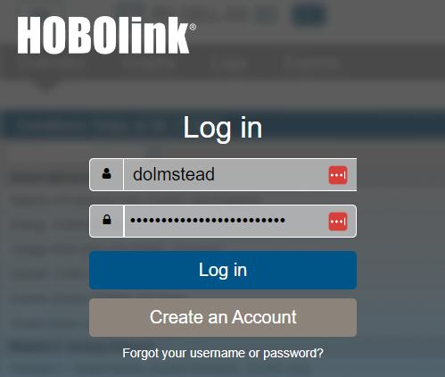 Screenshot of the HOBOlink landing page.