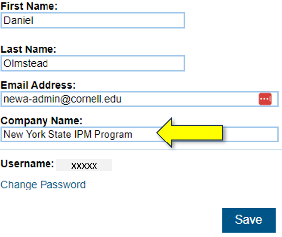 Screenshot of where 'Company Name' is obtained in a user's HOBOlink account.