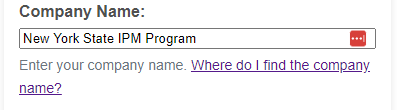 Screenshot of the form field to enter 'Company Name' obtained from HOBOlink in previous steps.