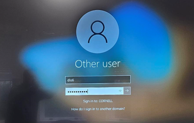 a screenshot of the login screen showing an example of a user who has just logged in to their personal profile on the conference room system.